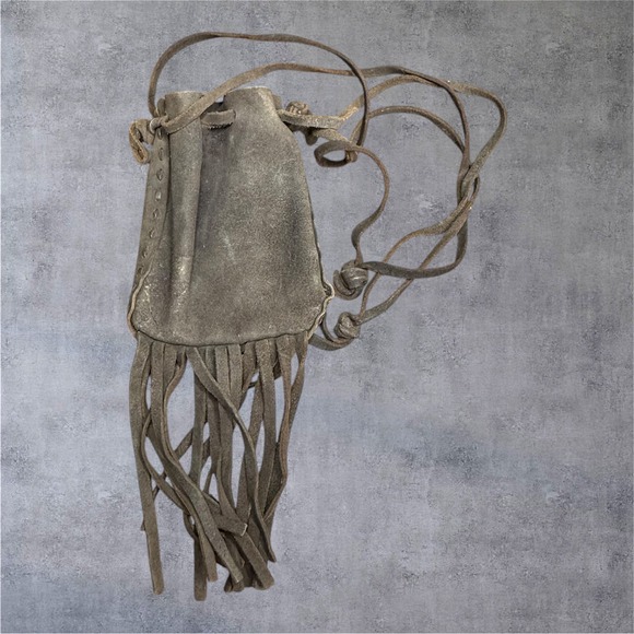 Handbags - Medicine Bag Small Brown VCG Suede Fringe Drawstring Pouch